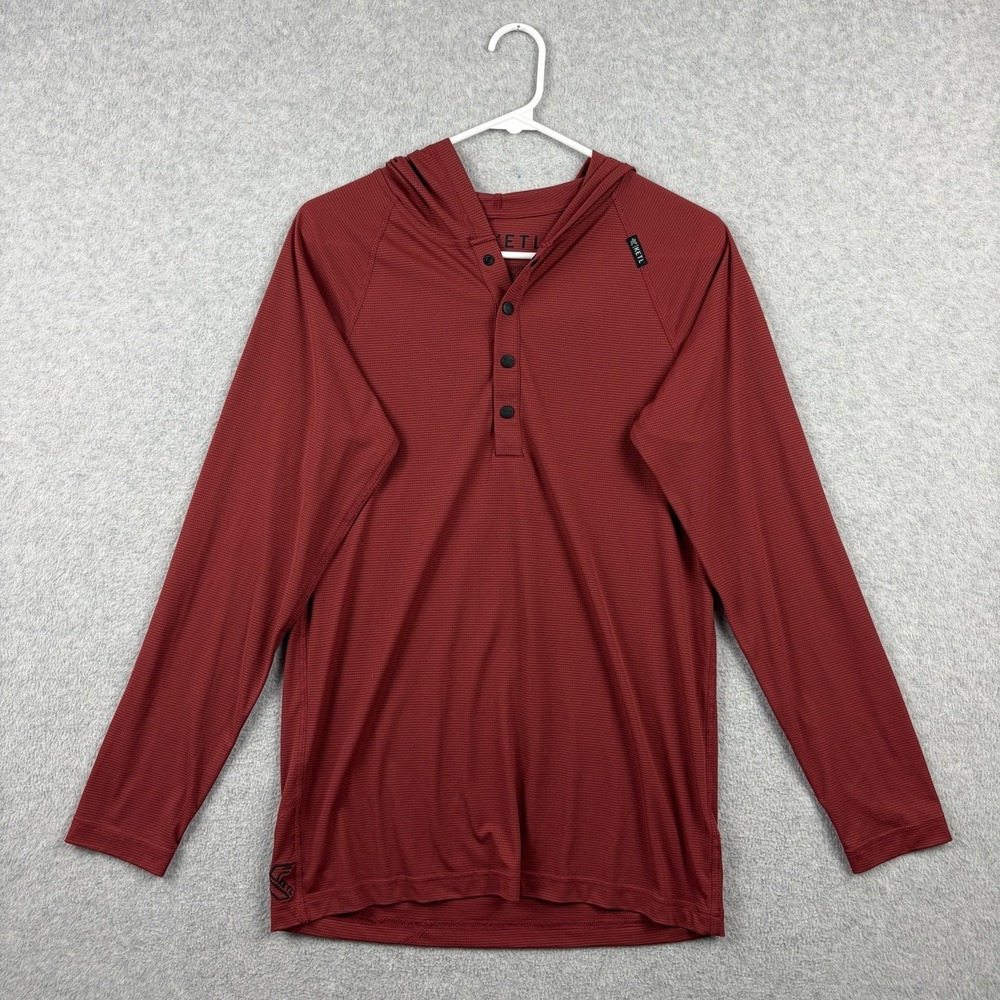 KETL Mountain Hoodie Mens Small Red Grid Fleece Nofry Sun Henley Performance